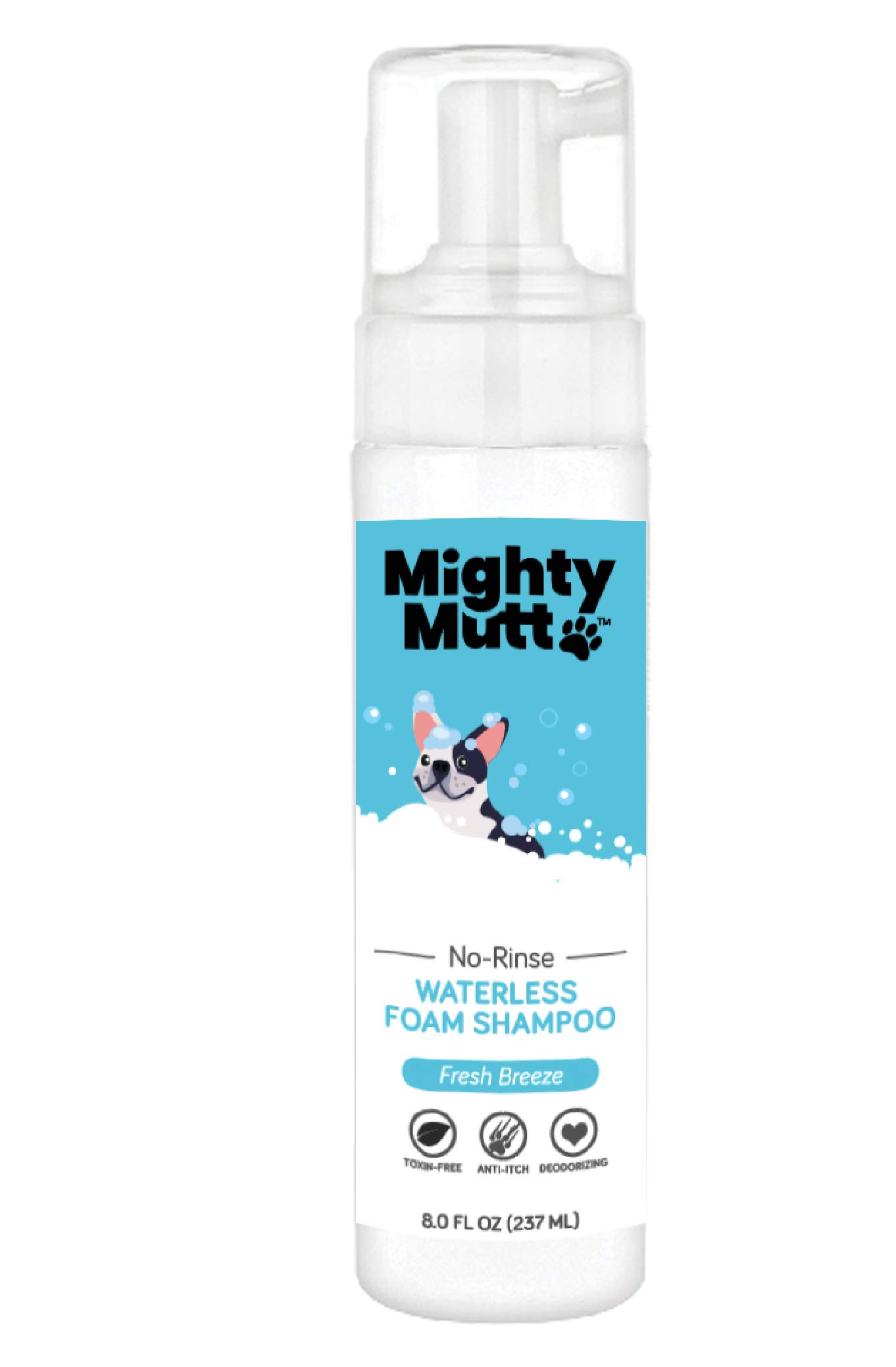 Mighty MuttHypoallergenic Waterless Shampoo for Dogs | Dry Shampoo for Dogs | Waterless Foam No Rinse | Anti-Itch, Soothing and Deodorizing | 8oz