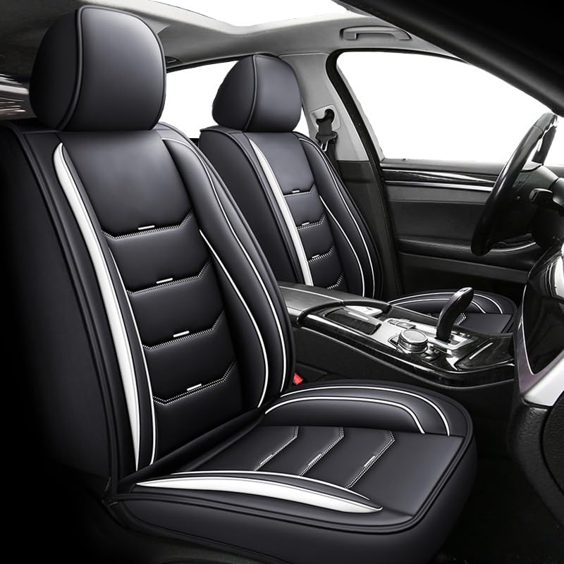 Housse siège voiture universel PU cuir noir blanc couvre coussin antidérapant