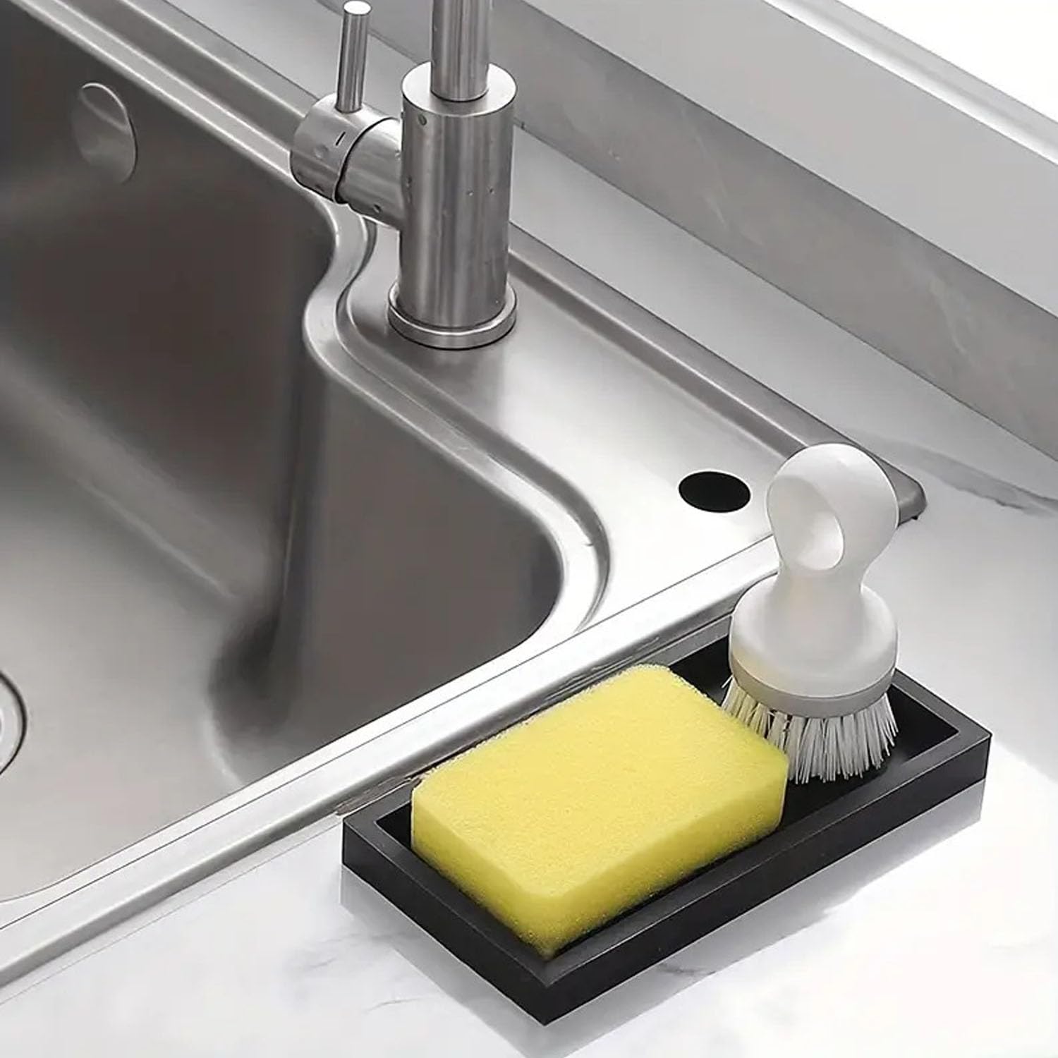 7.8 Inchs Square Silicone Bathroom Tray Vanity Tray Trinket Tray for Scrubber, Lotion Bottles, Perfume, Jewelry, Candle, Key Trinket Ring