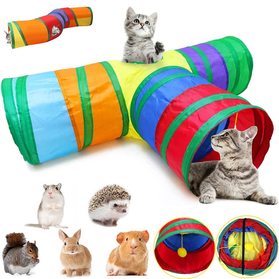 Listado y reviews de Túnel juegos los más recomendados. 34 Túnel de Gatos,Colorido Gato Tubo de Túnel para Gatos,Tubo de Túnel de Juego para Gatos y Mascotas,Plegable,3 Vías en Forma de T,Adecuado para...