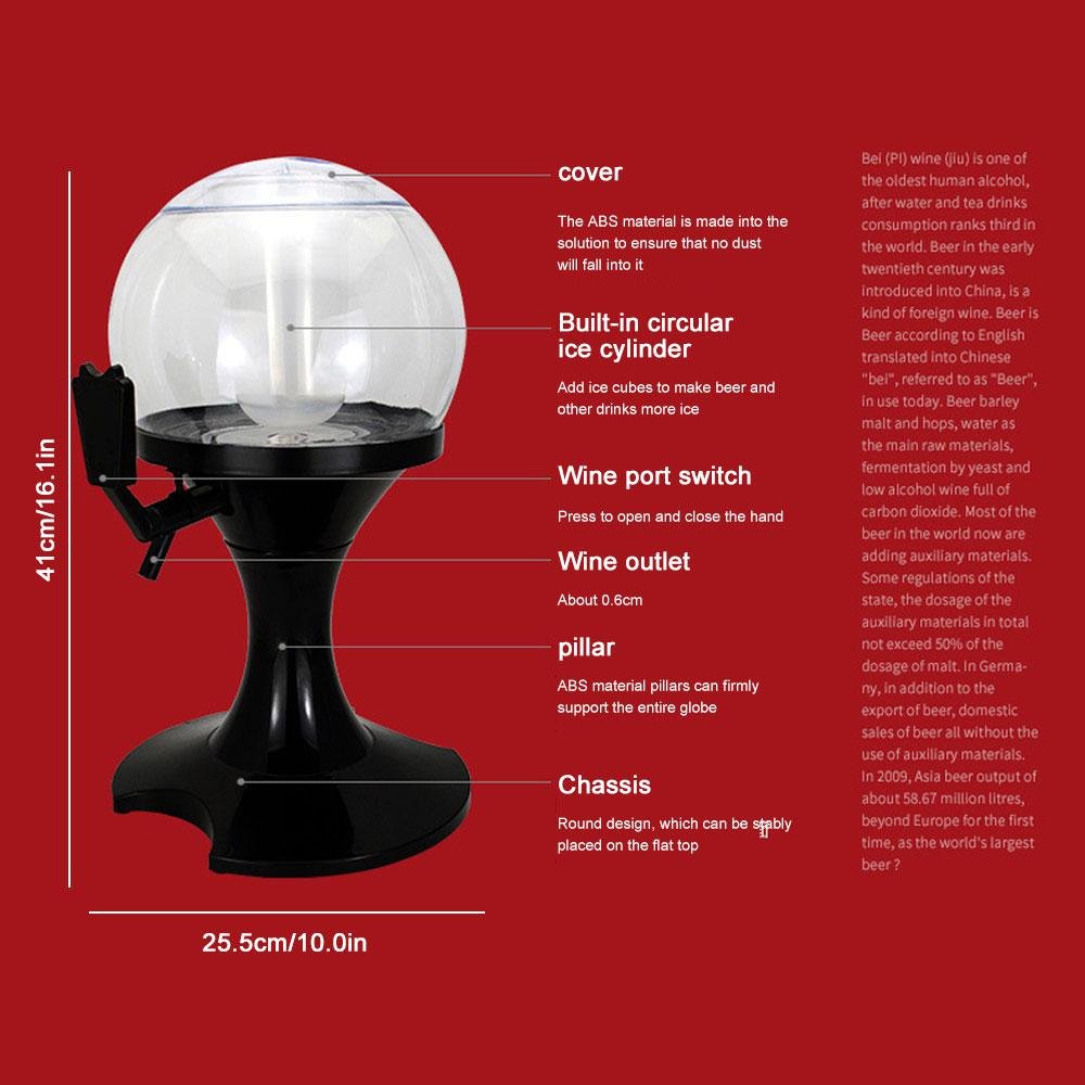 Bierturm-Spender, 3,5 l, kühlender Bierspender, BPA-frei, Fußballform, mit Fach für die Eiswürfelform für Getränke, Wein und frische Eiskönigin Giraffe, Tisch für die Party