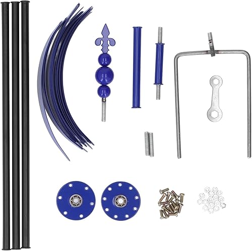 Miniatura 6 de Rotador decorativo de escultura de viento grande para patio, jardín al aire libre, aspecto azul, material de hierro con larga vida útil