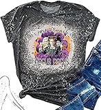It's Just A Bunch of Hocus Pocus T-Shirt Women Halloween Sanderson Sisters Bleached Shirt Fall Short Sleeve Tops (As Shown7, L)