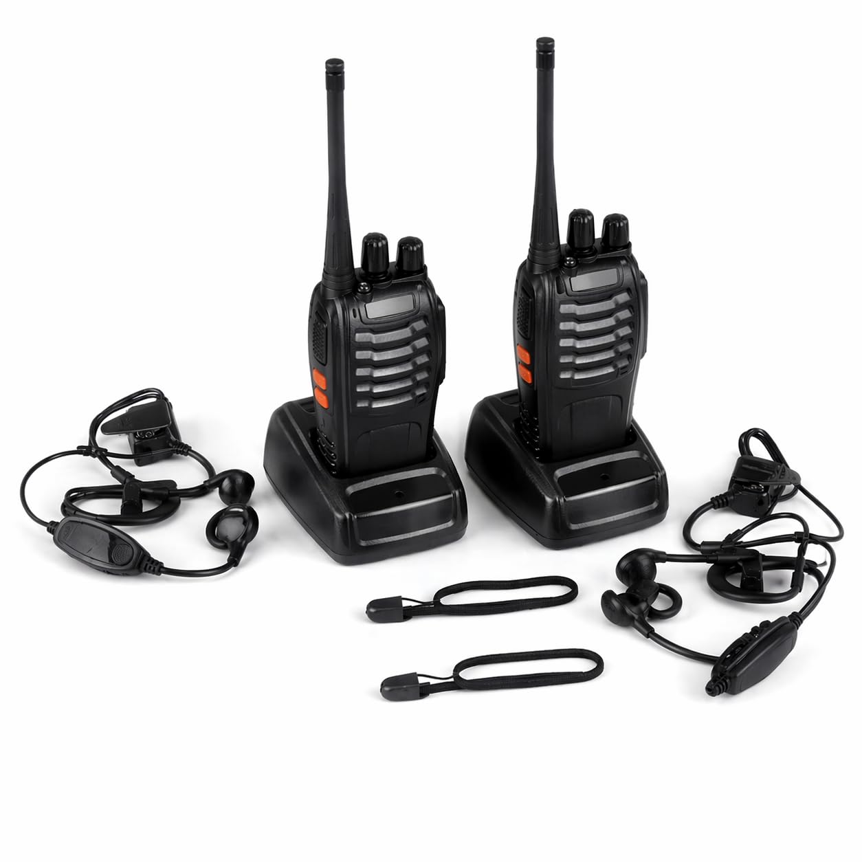 Walkie Talkie Professionali 2 Pezzi Bdit Accessori con Auricolari, Base di Ricarica, Lungo Raggio, Radio Ricetrasmittente Portatile per Sicurezza, Magazzino, Cantiere, Hotel