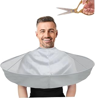 Barber Cape, Waterproof Polyester Umbrella Shaped Hair Cutting Cape with Loop-and-Hook Tape Neckline Short Haircut Home and Salon Use