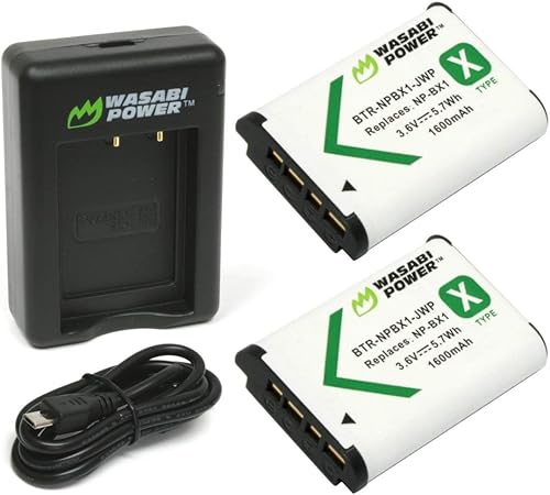 Wasabi Power Batería NP-BX1 (paquete de 2) y cargador USB dual para Sony NP-BX1/M8, ZV-1, ZV-1 II, Cyber-Shot DSC-HX95, HX99, HX350, RX1, RX1R II,