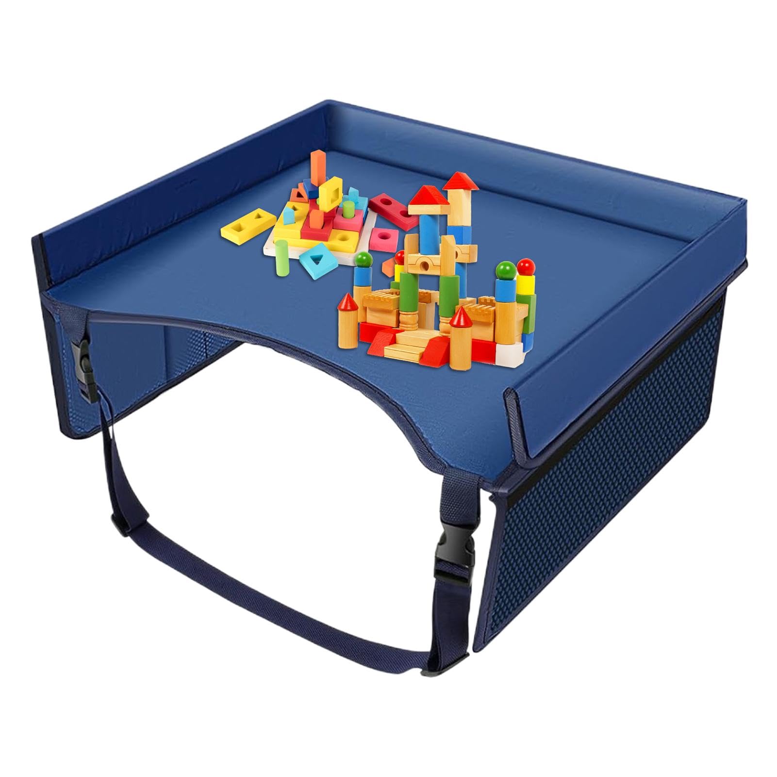 Dranng Kids Car Seat Travel Tray, Portable & Adjustable, Blue, Unisex, Baby Products, Car Seat Tray Table for Kids Road Trip Activities