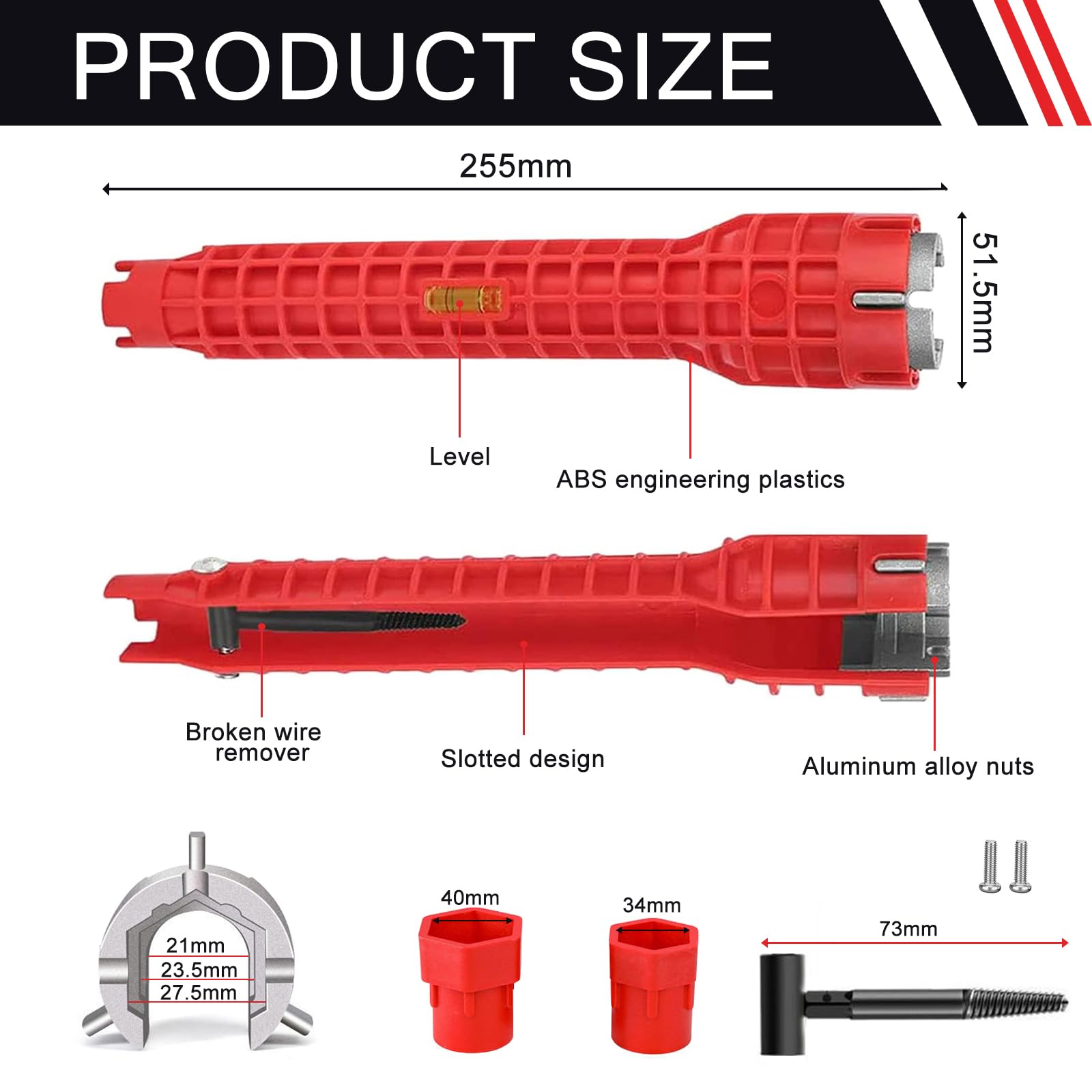 Lunyloer 8 in 1 Faucet Wrench Tool, Water Pipe Wrench, Multifunctional Sink Installer - Image 2