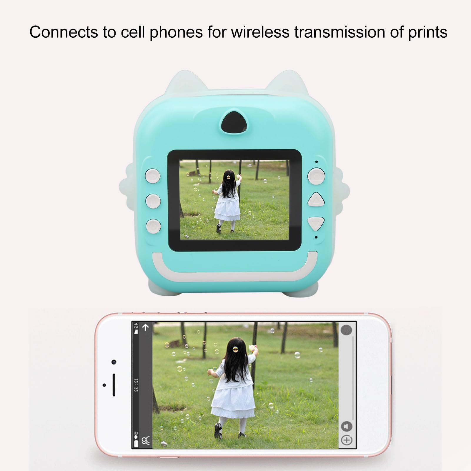 Niedliche Druckkamera 24 MP, Multi-Zoom, Cartoon-Smart-Kids-Sofortbildkamera mit Thermodruck, HD-IPS-Bildschirm, Umweltfreundliches Material fürab 3 Jahren (Blue)
