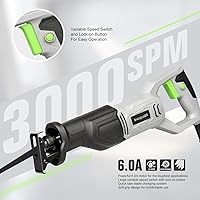 Vista 2 de Sierra de vaivén, sierra recíproca con cable de velocidad variable de 6 amperios 3000SPM con longitud de carrera de 4/5 pulgadas, profundidad