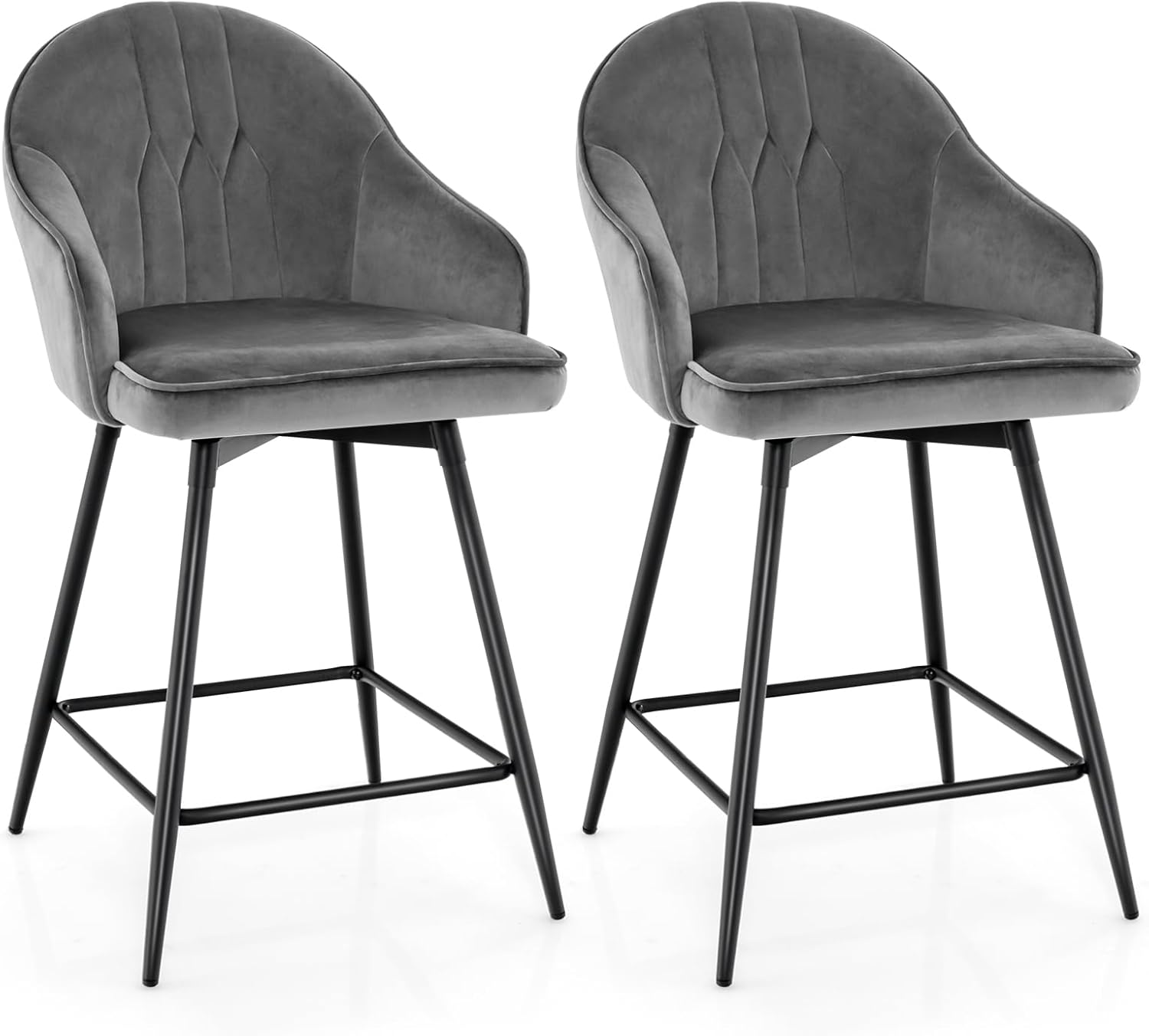 COSTWAY Bar Stools Set of 2/4, 360° Swivel Bar Chairs with Backrest