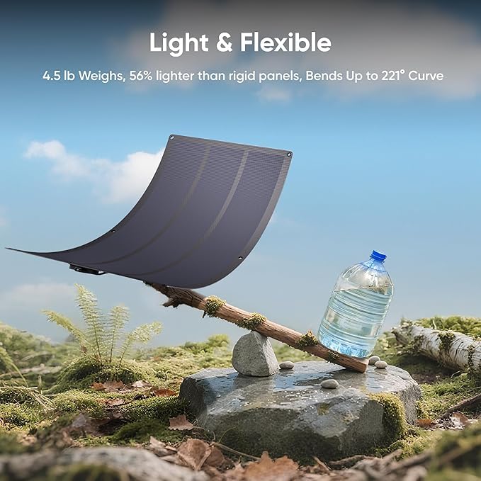 Jackery SolarSaga 100W Light Solar Panel, 25% Conversion Efficiency Bifacial Panels, At 4.52 lbs, IP68 Waterproof and 221° Bendable for Balconies, Rooftops, RVs, Off-Grid Solar Panel Kits, PV Charging - Image 3