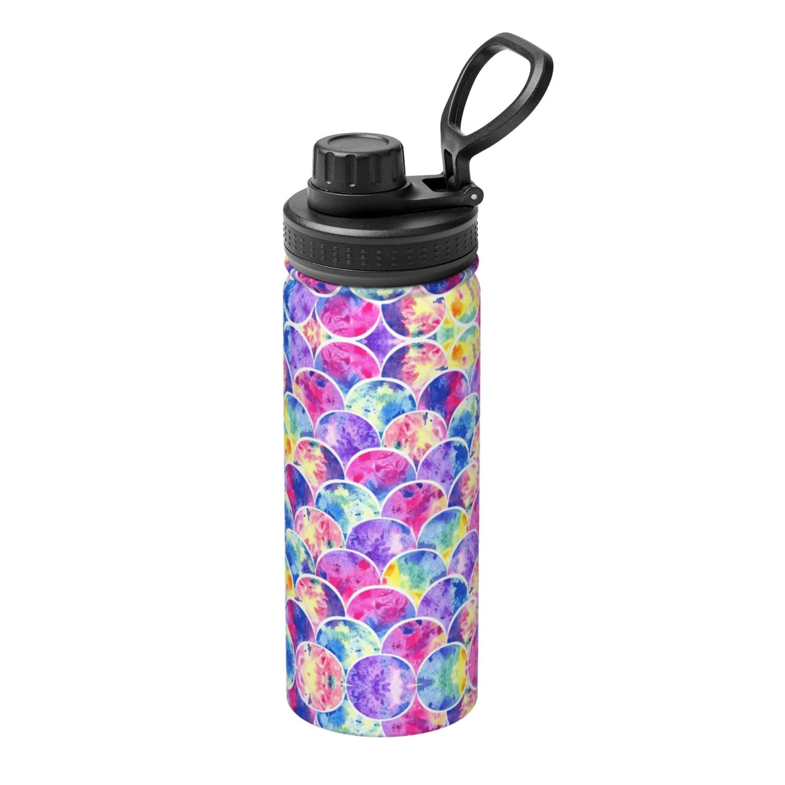 Kfjghhl Insulated Stainless Beautiful Rainbow Colors Mermaid Steel Water Bottle For Sport Gym Travel Leak Camping Hiking Hydration
