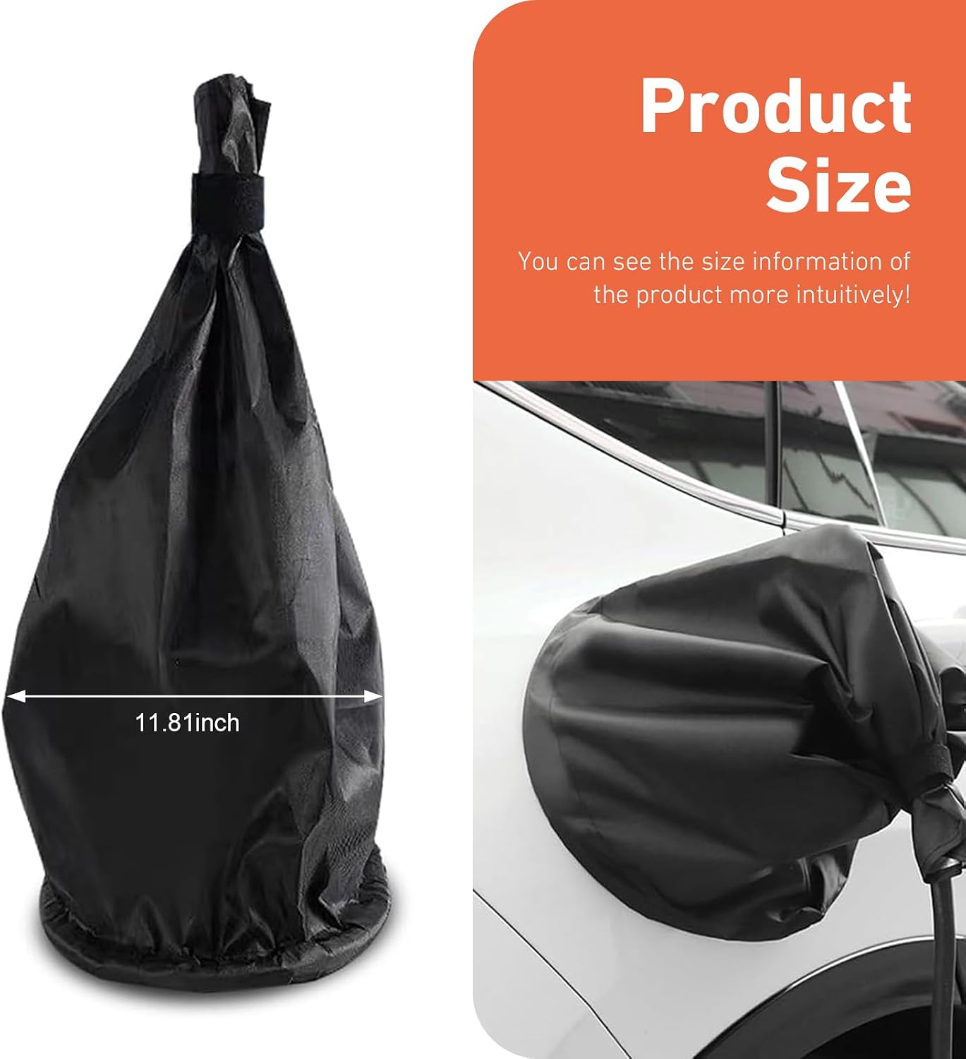 EV Charger Plug Port Cover, Waterproof Outdoor Magnetic EV Charger Cover, All Weather Protection Charging Port Rain Covers, Fit for Electric Vehicles (Black)