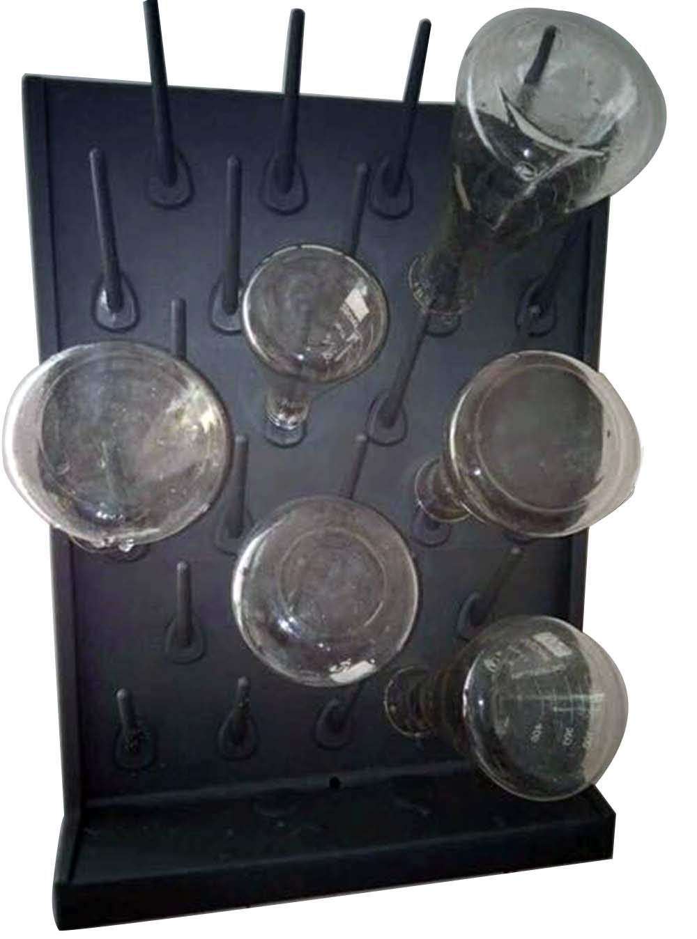 INTBUYING Bottle Drying Rack Pegboard Wall Mounted Desk Black 27Pegs Removable PP Glassware Drying Draining Rack Education&lab Cleaning Equipment