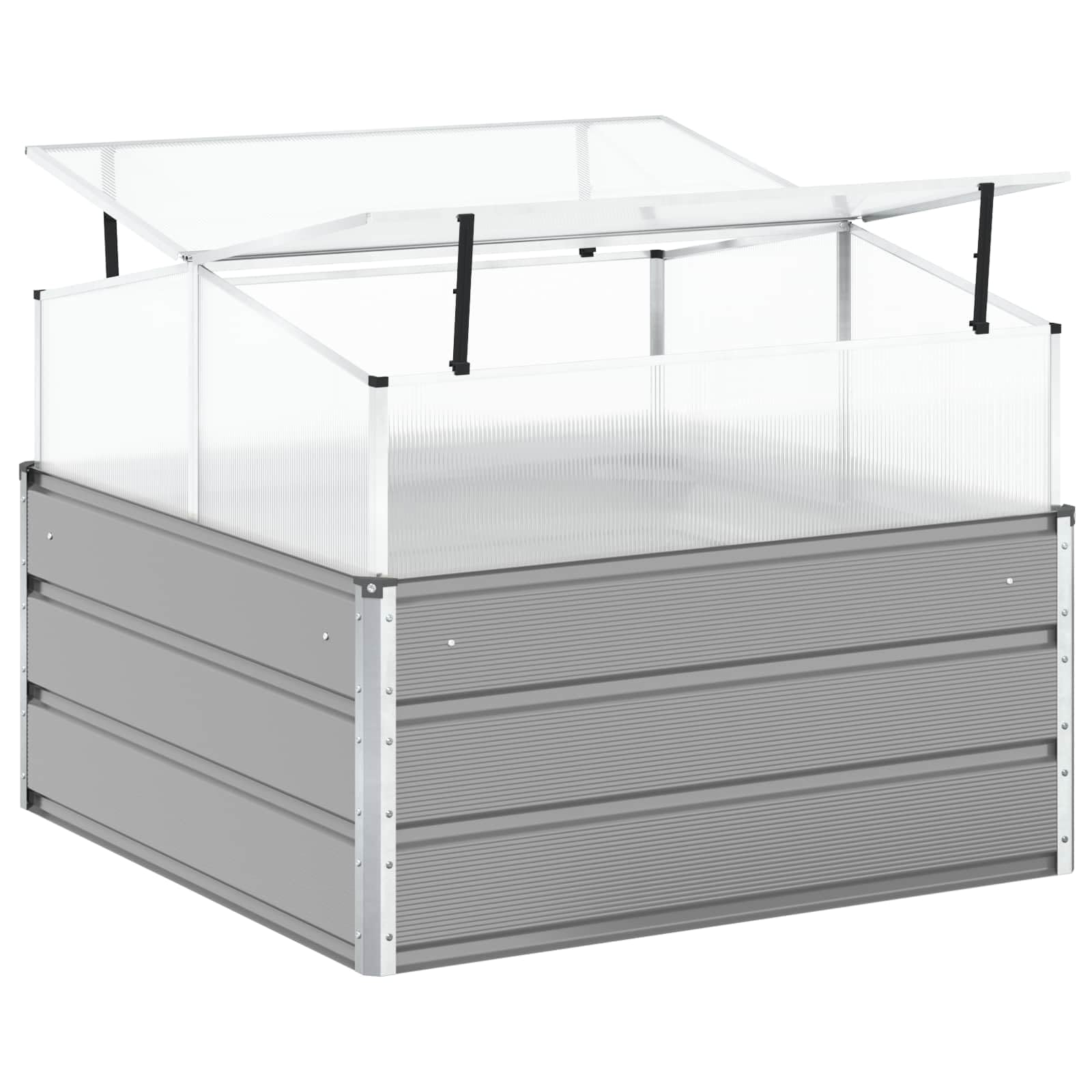 vidaXL Donica Jasnoszary 100 x 100 x 77 cm Stal Galwanizowana, Skrzynka ogrodowa, wytrzymały metalowy pojemnik, nowoczesna dekoracja, na taras lub balkon