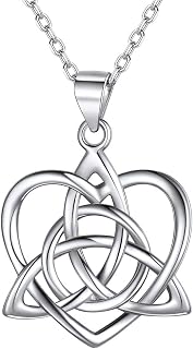 925 Sterling Silver Good Luck Irish Celtic Knot Necklaces Vintage Triangle/Cross/Round Pendant Necklaces Gift for Women (with Gift Box)