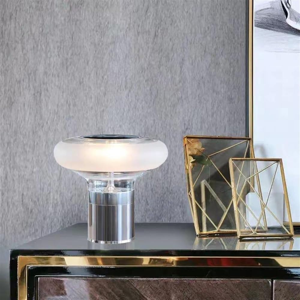 Lampada da comodino, lampade da comodino in vetro con paralume trasparente, E14 piccola illuminazione domestica con filo