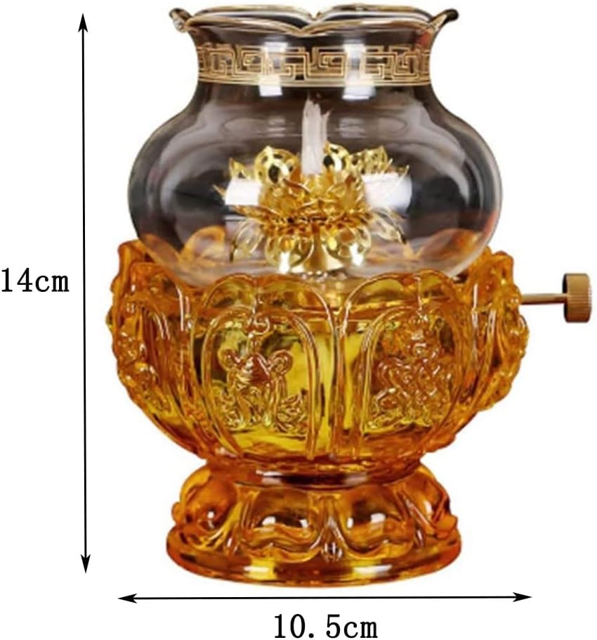 Oil Lamp:Large Size Indoor Chamber Oil Lamps Purism Rustic Style Adjustable Switch Kerosene Lamp Buddha Kerosene Lamp for Decoration Indoors Festival Wedding