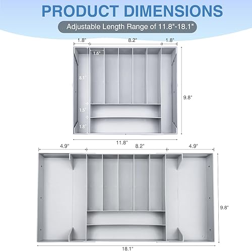 Miniatura 3 de Organizador inteligente de cajones de varios niveles versión 2025, bandeja expandible de 2 niveles de 1.6 pulgadas por nivel, diseño más profundo y