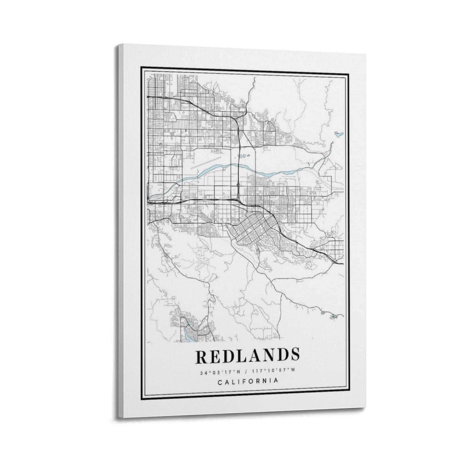 xiaoxiaoshen Redlands California Map Canvas Poster Wall Art Prints Room Aesthetic Murals Bedroom And Living Decorations 24x36inch(60x90cm)