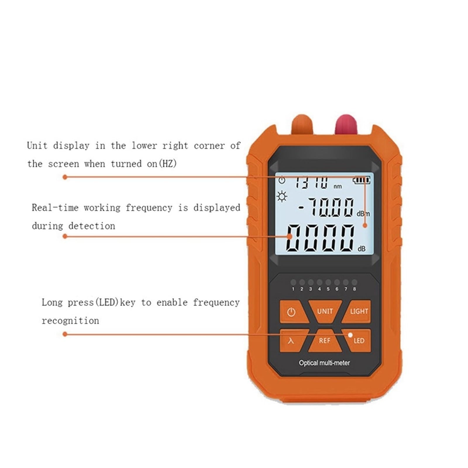 Testeur de Fibre Optique Compteur De Puissance Optique 2x4 en 1, Localisateur Visuel Défauts, Stylo Lumineux 5Km, Éclairage LED, Réseau OPM, Outils Test Câbles À Fibres Optiques