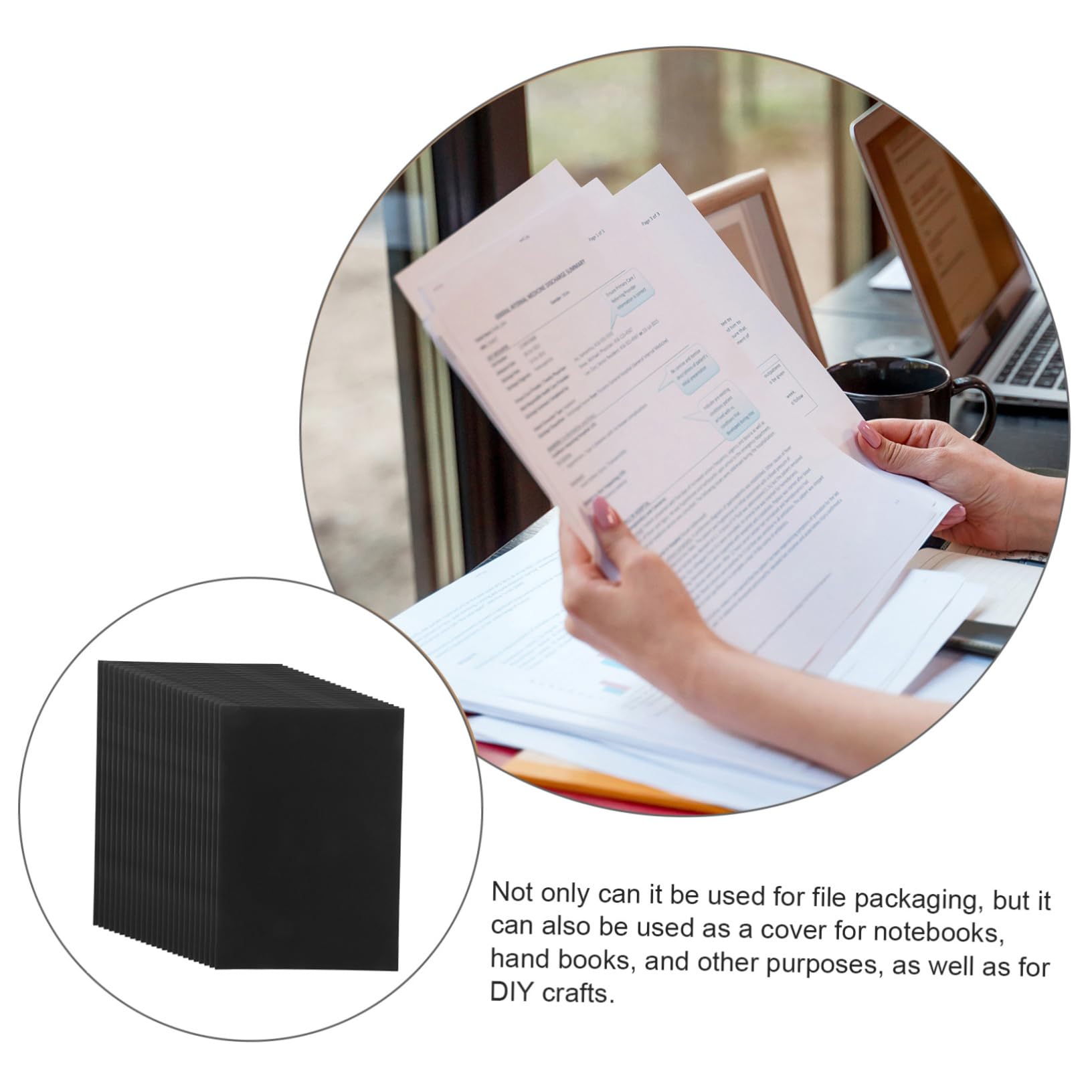 Cubiertas de Encuadernación Negras de Papel A4 para Oficina 100 Hojas, Versátiles Gran Capacidad, Ideales para Proyectos y Presentaciones Profesionales