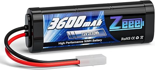 Zeee 7.2V NiMH Batería 3600mAh RC Batería de alta potencia con Tamiya conector para RC Car RC Truck asociado HPI Losi Kyosho Racing Hobby