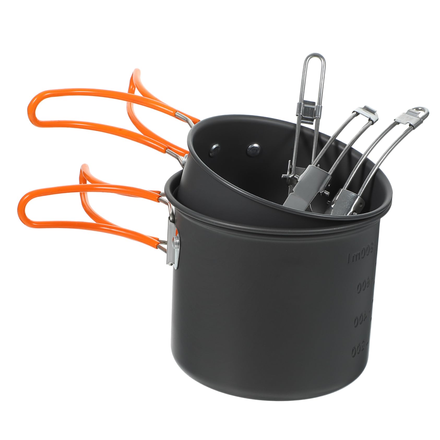 Happyyami Vajilla Artilugio Utensilio Condimento Adentro Equipo Portátil No Cámping Plegable Cocina Maceta para Acampar Olla De Camping Grey Aleación De Aluminio