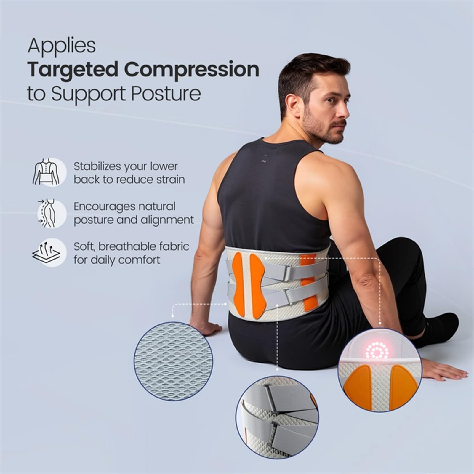 Therapy Support Belt Cintura riscaldante elettrica lombare 115x23 cm con 5 livelli di calore e 3 modalità massaggio fascia riscaldante per schiena spalle addome unisex