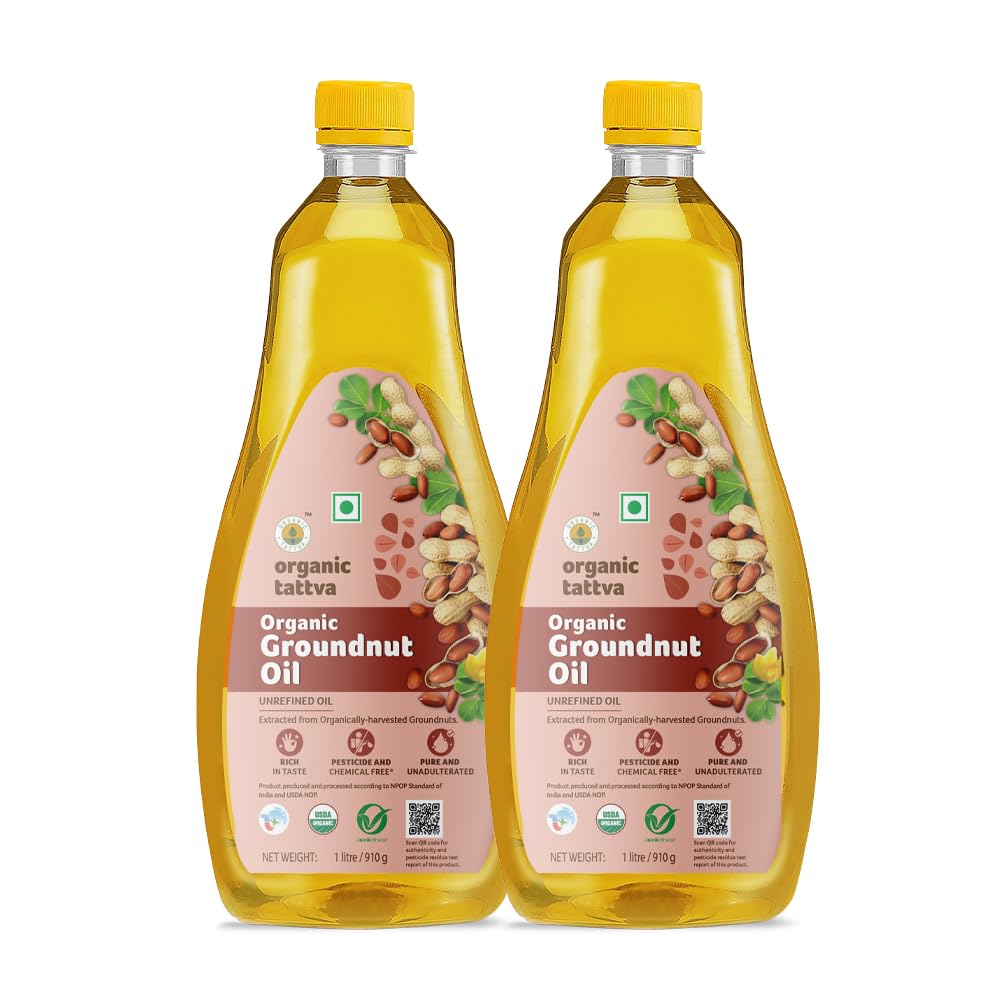 Organic Tattva, Organic Groundnut/Peanut Unrefined Cooking Oil, 1 Litre (Pack of 2) (B09MM53Z38) Amazon Price History, Amazon Price Tracker