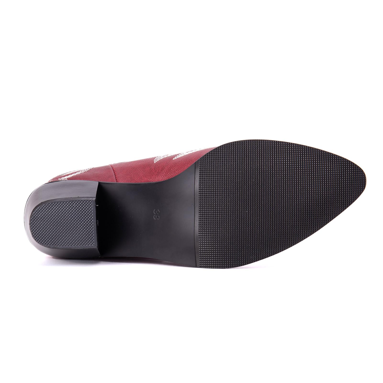 Damskie buty kowbojskie z obcasem, buty westernowe ze szpiczastym palcem i haftem, krótka cholewka, vintage, buty ze średnią cholewką, półcholewka