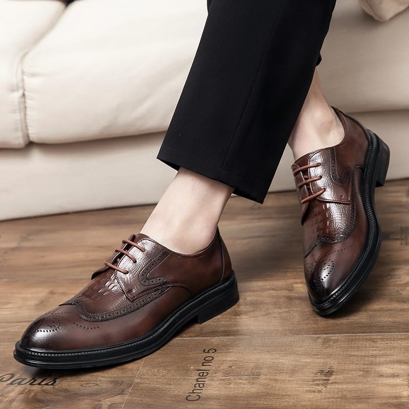 Men's Breathable Comfortable Business Lace Up Oxford Shoes Mens Comfort Hand Stitched Business Formal Derby Shoes Non-Slip Softsole Walking Shoes2