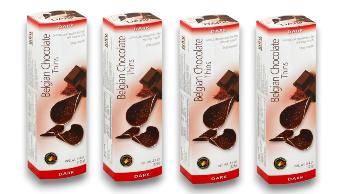 Royal Chocolates, Belgian Chocolate Thins, Dark, 4.4 Ounce