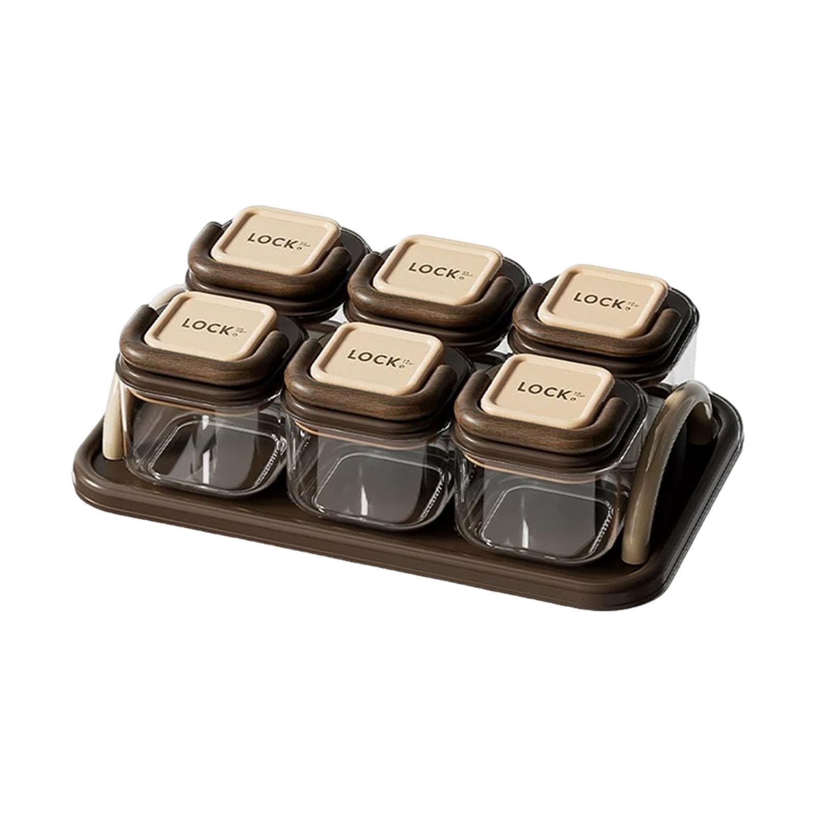 MagiDeal Plateau à fruits secs compartimenté avec couvercle, bocal à biscuits hermétique, récipient à bonbons et noix pour mariage, fête, cuisine, Thanksgiving, Couleur Du Bois, 6 Bols