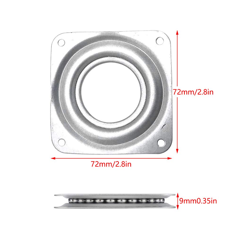 4 Stück Lazy Susan Drehlager 360 Grad Drehteller, für Anzeigen-Regal und Möbel (72x 72x 9mm)