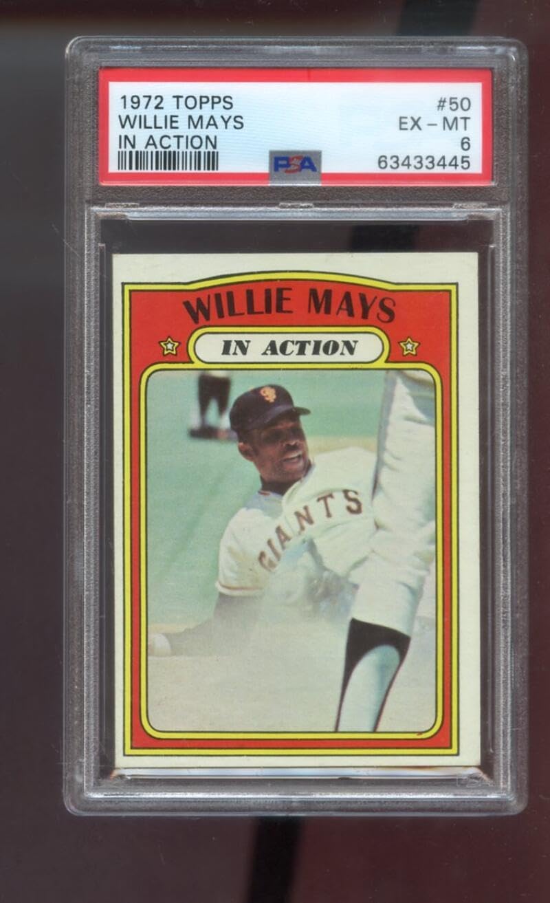 1972 Topps #50 Willie Mays In Action IA PSA 6 Graded Baseball Card MLB San Francisco Giants