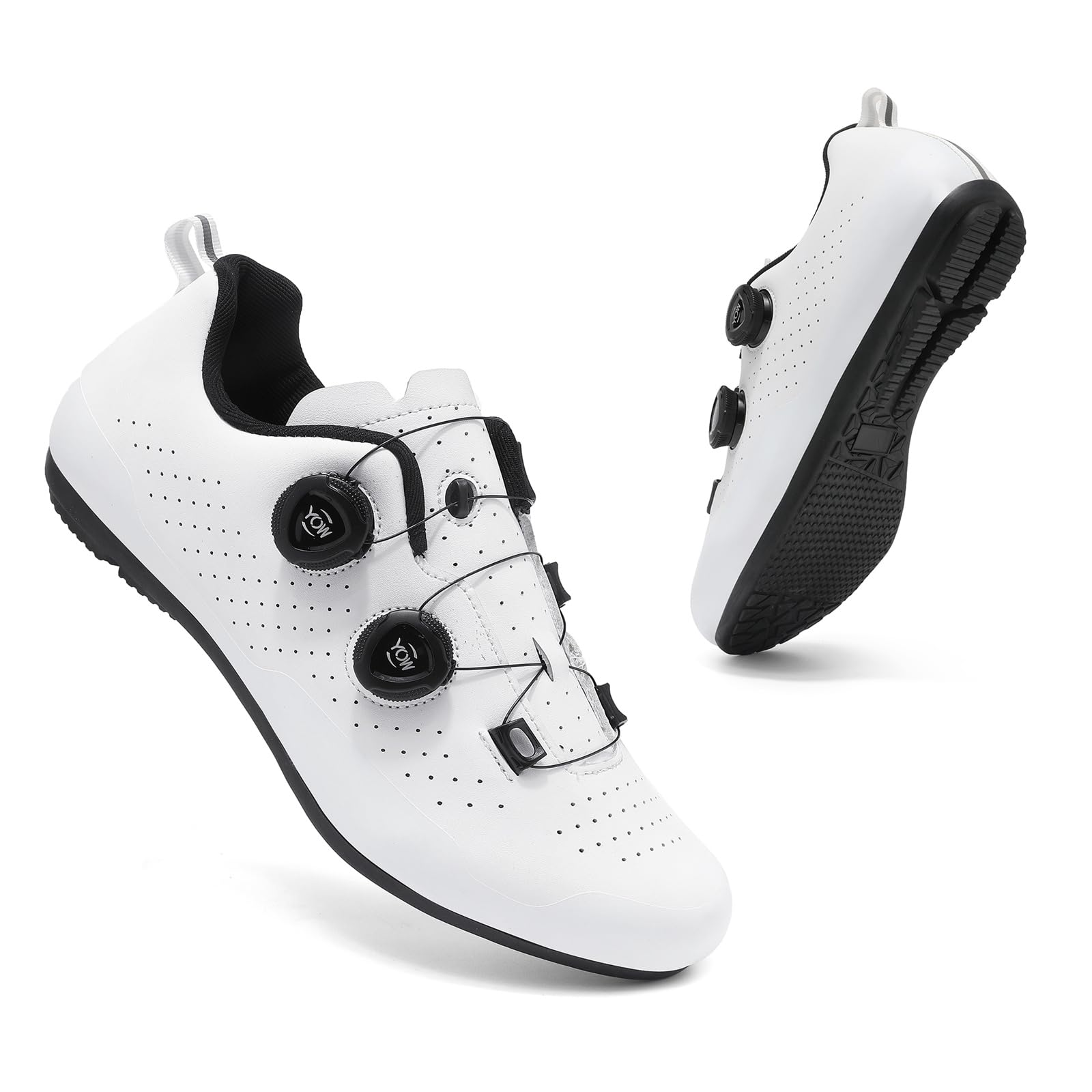 JiuQing Męskie buty rowerowe bez blokady antypoślizgowe do jazdy na rowerze w pomieszczeniach i na świeżym powietrzu,White,45 EU