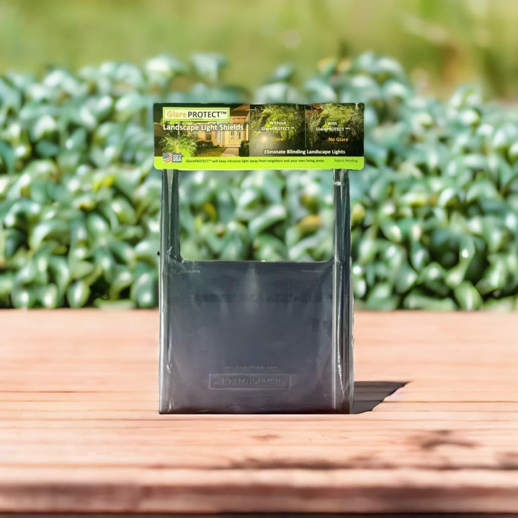 GlarePROTECT® Patented Landscape Light Glare Shield (2-Pack) Outdoor Lighting Glare Blocker, Stop Blinding Lights for Garden & Pathway, Made in USA