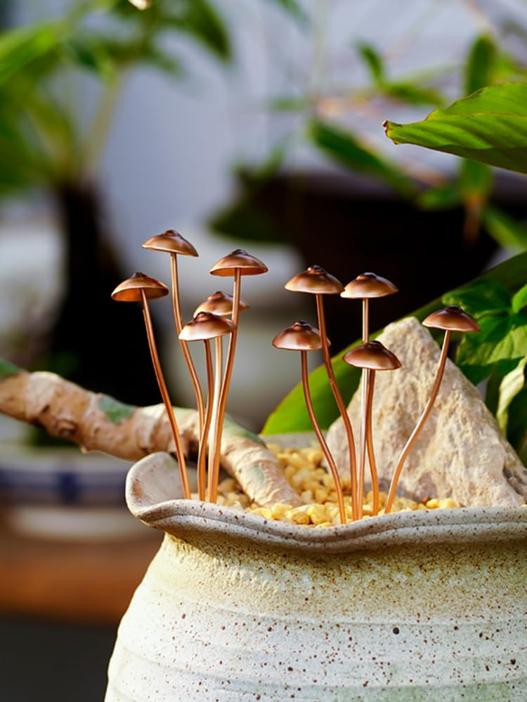 Detene 2 Pezzi Decorazioni Di Funghi Impermeabili All'aperto Funghi Da Giardino Esterno Scultura Di Funghi Metallici Per Vasi Di Fiori Del Cortile Del