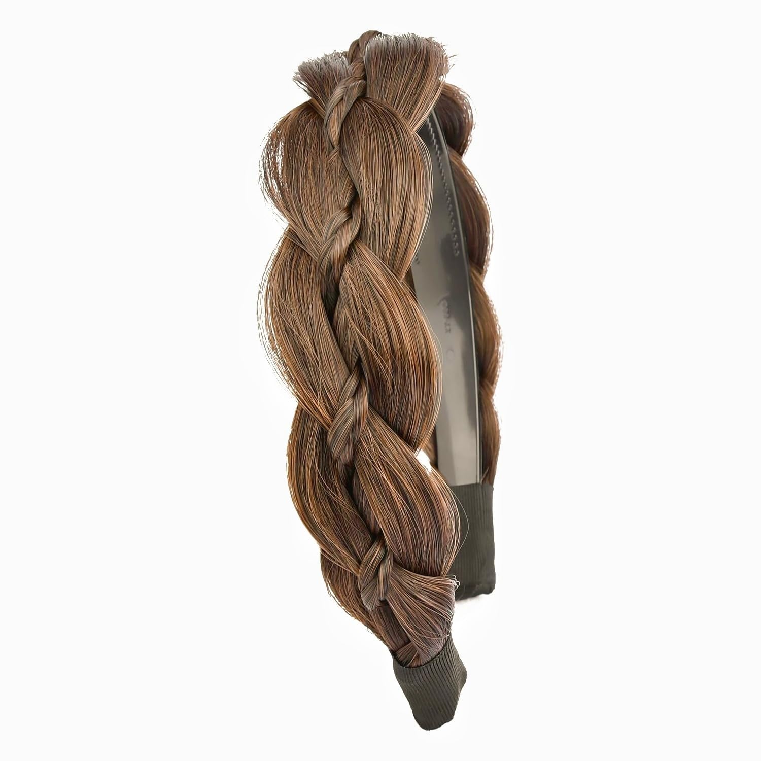Serre-tête Tressé Large pour Femmes et Filles, Bandeau Cheveux Tressage Bohême avec Dents Antiglisse, Accessoire de Coiffure Synthétique, Châtain Clair