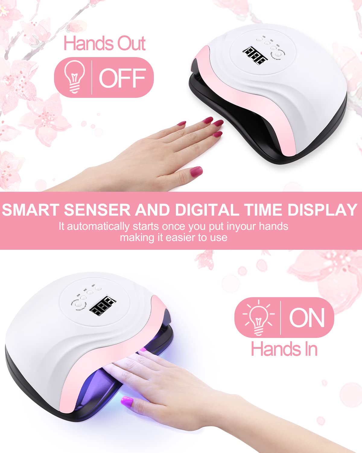 168W Lampada per Unghie,Lampada a LED UV per Manicure e Pedicure 36LED Lampada UV Unghie Professionale con Automatico Sensore Display LCD 4 Timers da10s 30s 60s 99s per La Maggior Parte Dei Gel