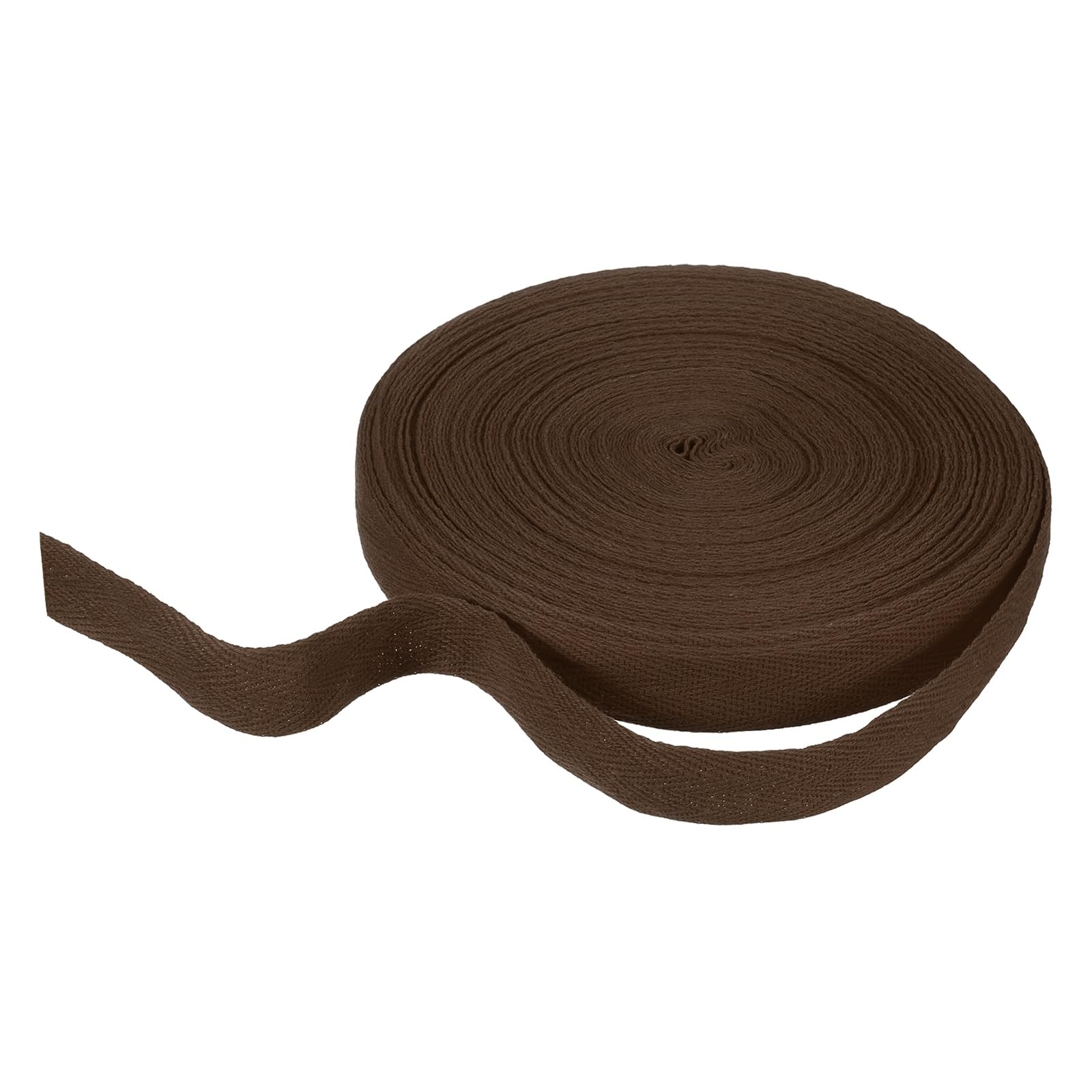 sourcing map Cotton Twill Tape Ribbon 20mm x 21 Meters Herringbone Webbing Tape Roll Bias Binding Tape for DIY Crafts Sewing Gift Wrapping, Dark Brown