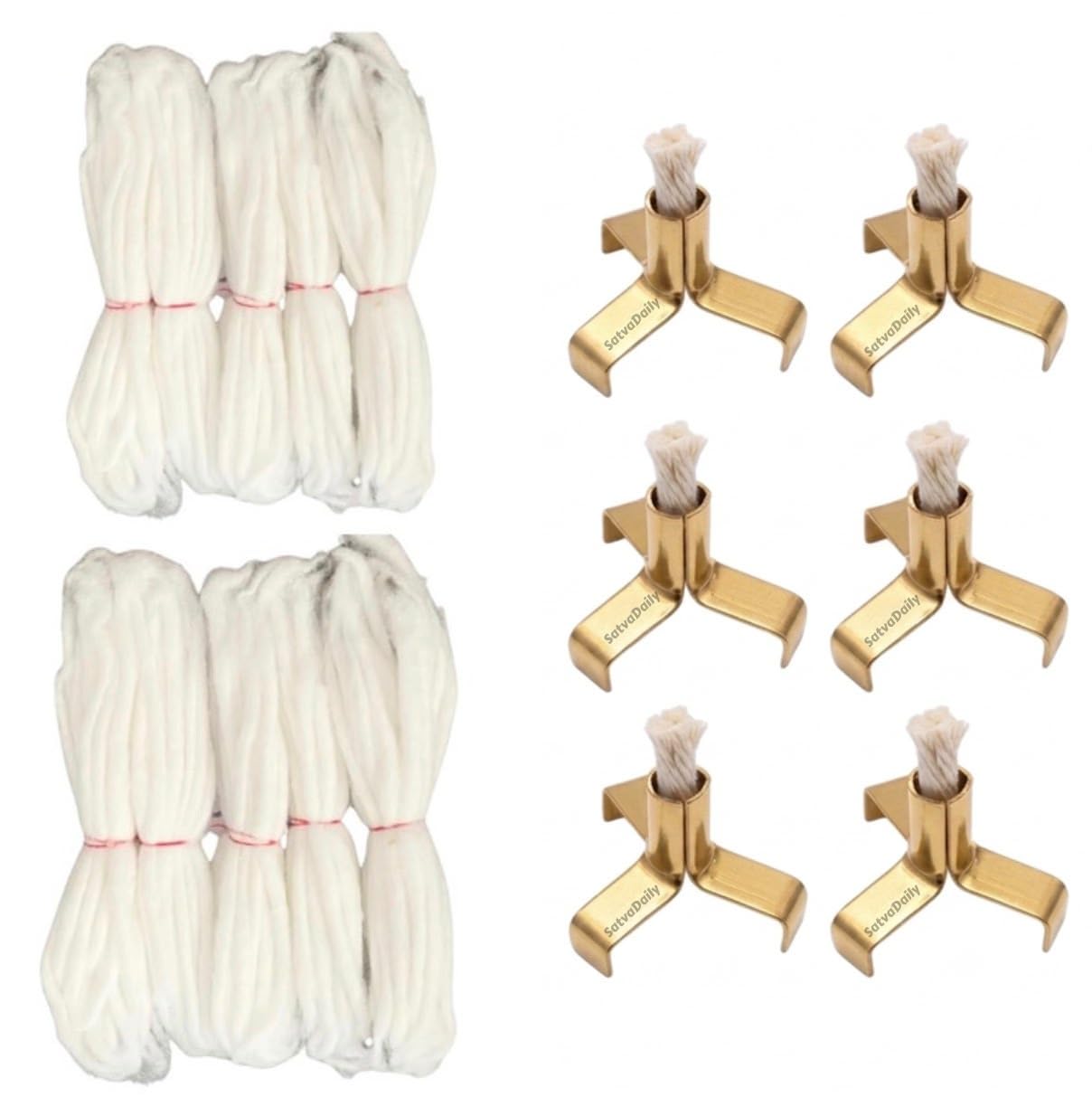 200 Long Cotton Wicks + 6 Wick Holders, Wicks & Diya Bathi Stand for Deepam, Big Deepa Batti Roll, Lambi Diya Batti for Pooja, Deepak Thiri Stand, Vilakku Batti Thiri Holder NOMU for bathi-picture-26