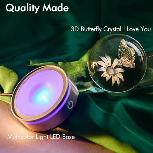 Miniatura 3 de IFOLAINA Lámpara de decoración de bola de cristal de mariposa 3D, ideas de regalos para novia, esposa, mamá, pareja, su cumpleaños, Navidad,
