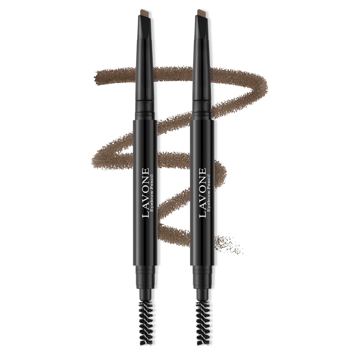 2 Pack Eyebrow Pencil - Makeup Waterproof Brow Pencil with Triangular Tip, Dual-Sided Brow Brush, Precise, Fine Tip, Fills Brows Creates Natural Looking Brow - Dark Brown
