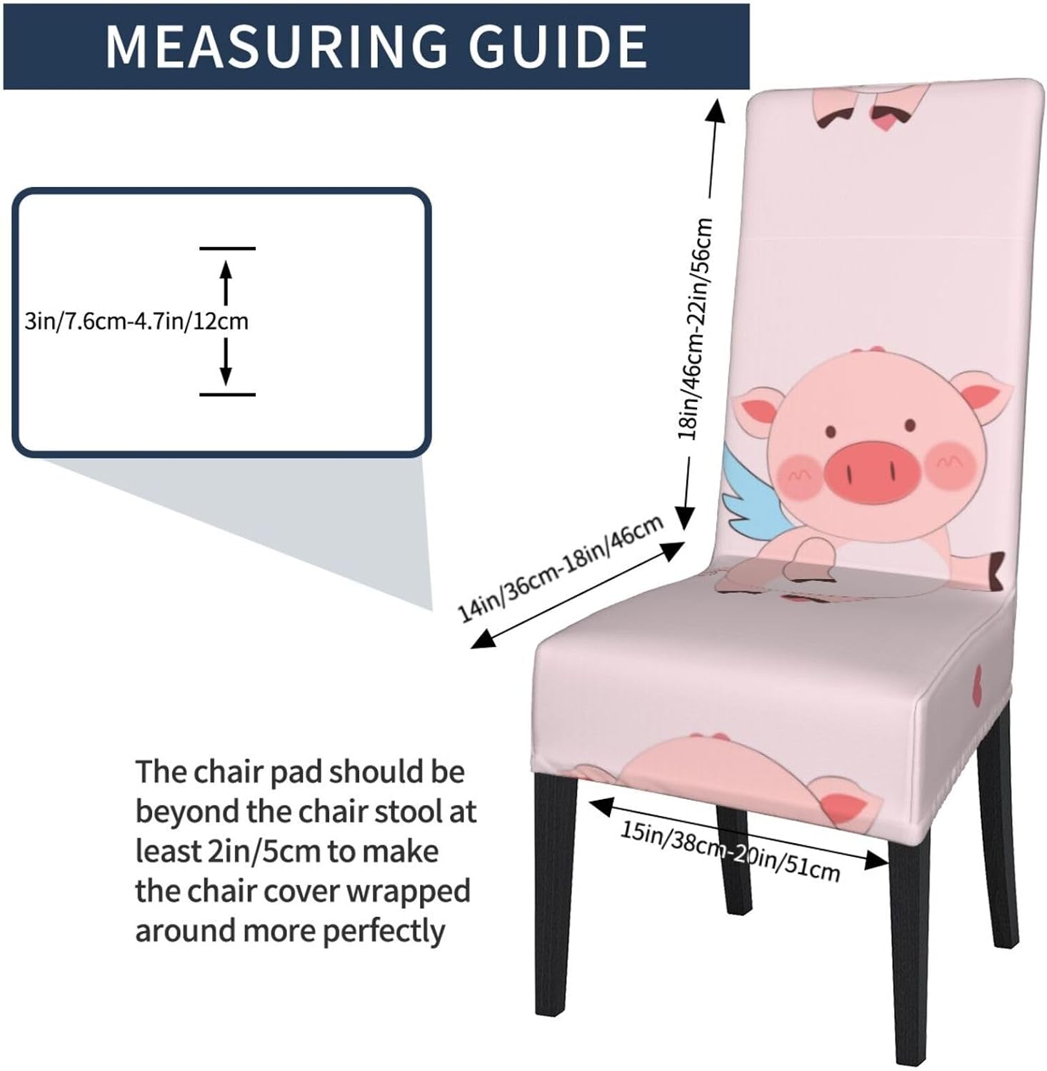 Cartoon Flying Pig Prints Protection Cover for Dining Chair - Stretchable Chair Throw Covers for Dining Room, Hotel Event Party