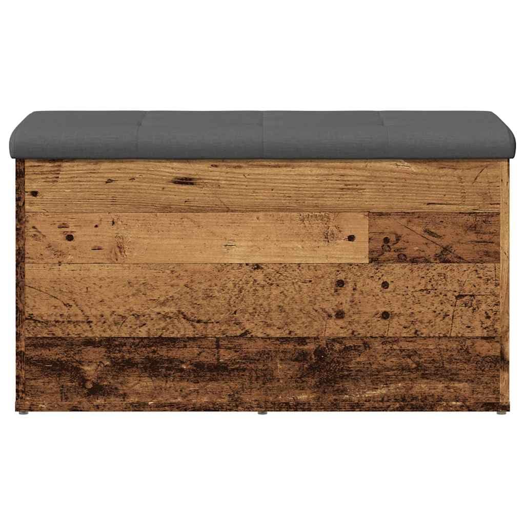 Ławka do siedzenia z miejscem do przechowywania, imitacja starego drewna, 82 x 42 x 45 cm, materiał drewnopochodny, ławka do garderoby, ławka na buty z klapką i półką, uniwersalna ławka do
