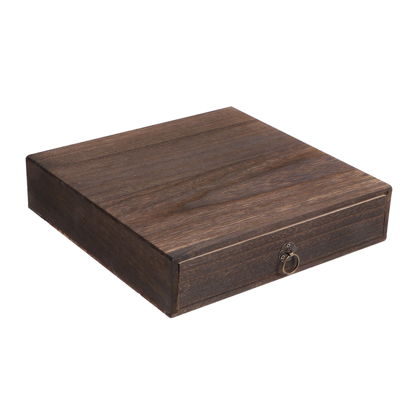 Schreibtisch-Organizer aus Massivholz, 1-lagig, Vintage-Schublade, Aufbewahrungsbox, 24 x 24 x 6,1 cm, ideal für Bürobedarf, Heimdekoration und Schreibtischzubehör