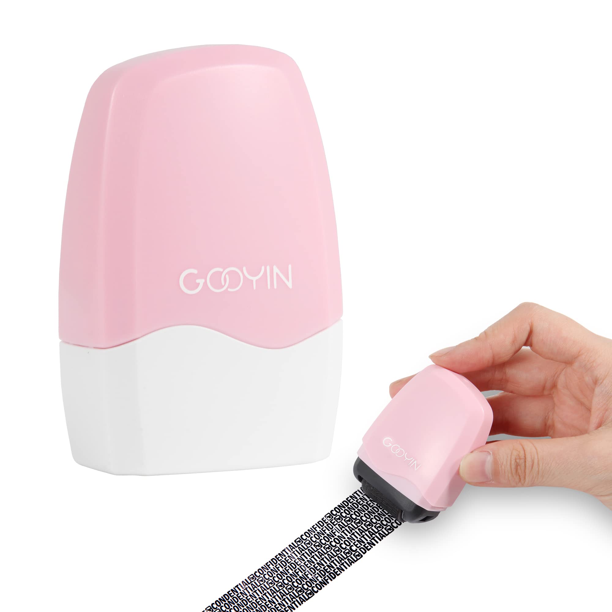 Qinyuan Identity Protection Roller Stamps, Anti-Theft ID Privacy Confidential Wide Rolling Stamps, Self-Inking Refillable Address Bill Security Prevention Roller Eraser（Pink）